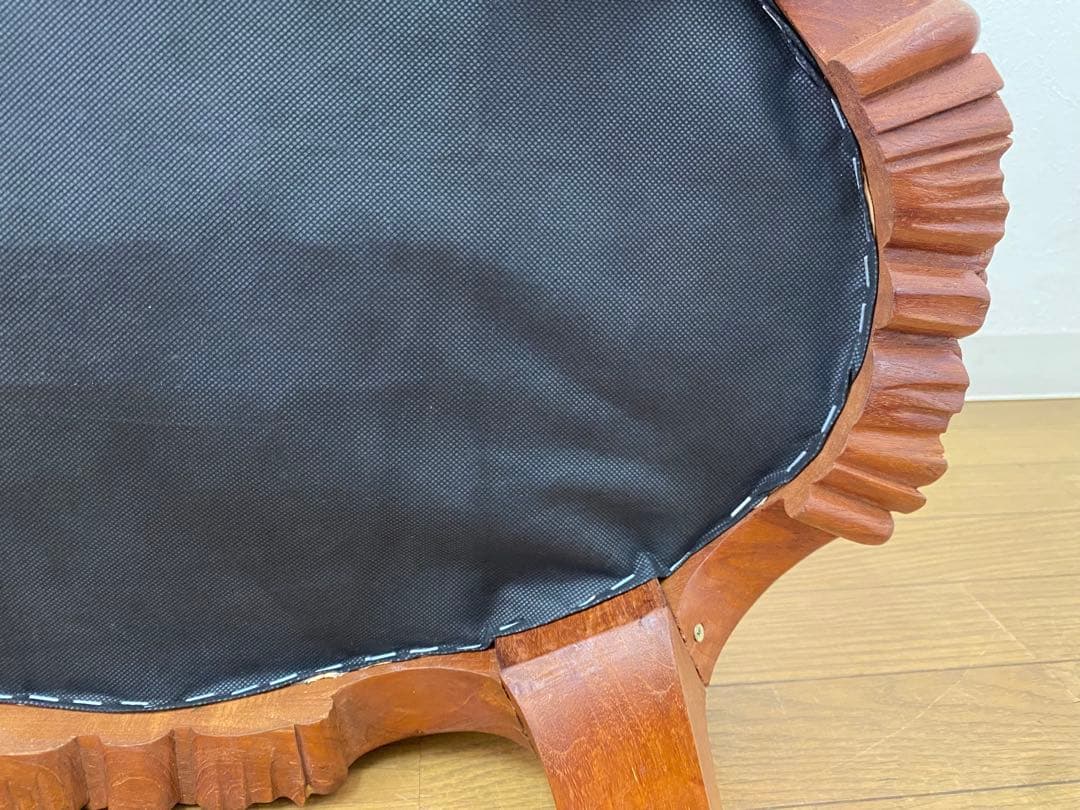 アンティーク レトロ オットマン スツール 猫脚 木製 彫刻