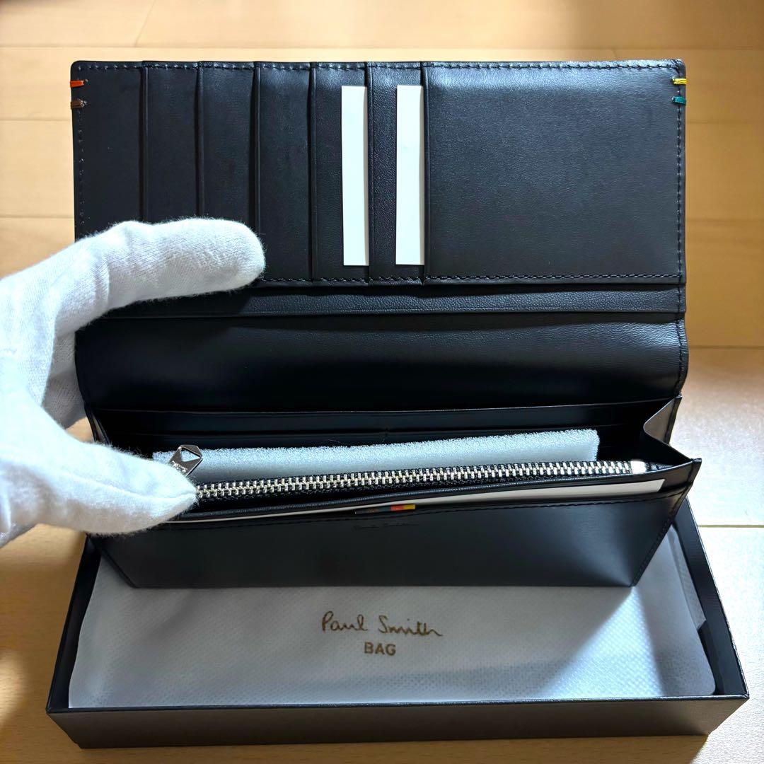 Paul Smith 現行品　長財布　黒　美品　ハイライトステッチ　ブラック