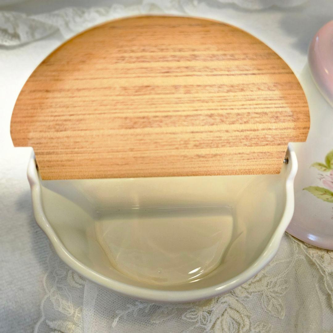 イマンimane ダイアナローズ 陶器コットンケース 2個セット 木製アルメット