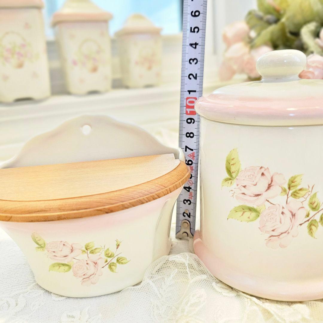 イマンimane ダイアナローズ 陶器コットンケース 2個セット 木製アルメット