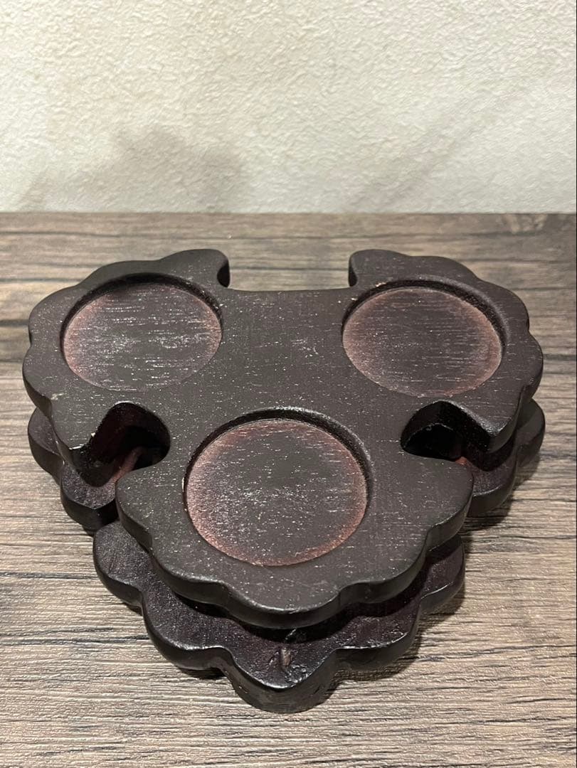 【送料込み】中国骨董　唐木台付き　彫刻　置物　象 大型香炉 手彫工芸品 三鼎型