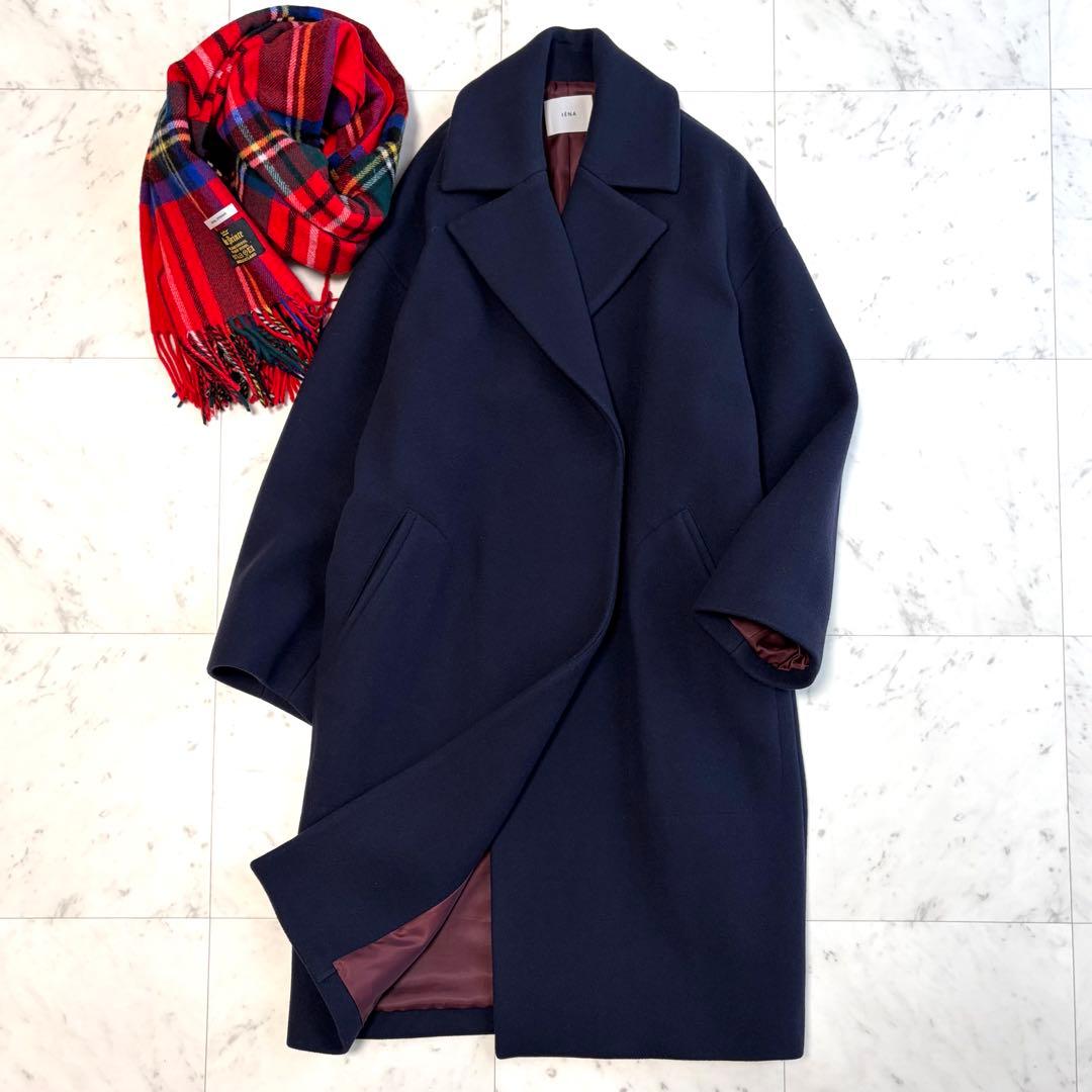 美品 IENA イエナ MANTECO オーバーチェスターコート ネイビー 38