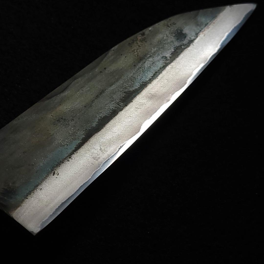 白紙1号 黒打 三徳包丁 165㎜ G9391 栗柄 月光作 １点物