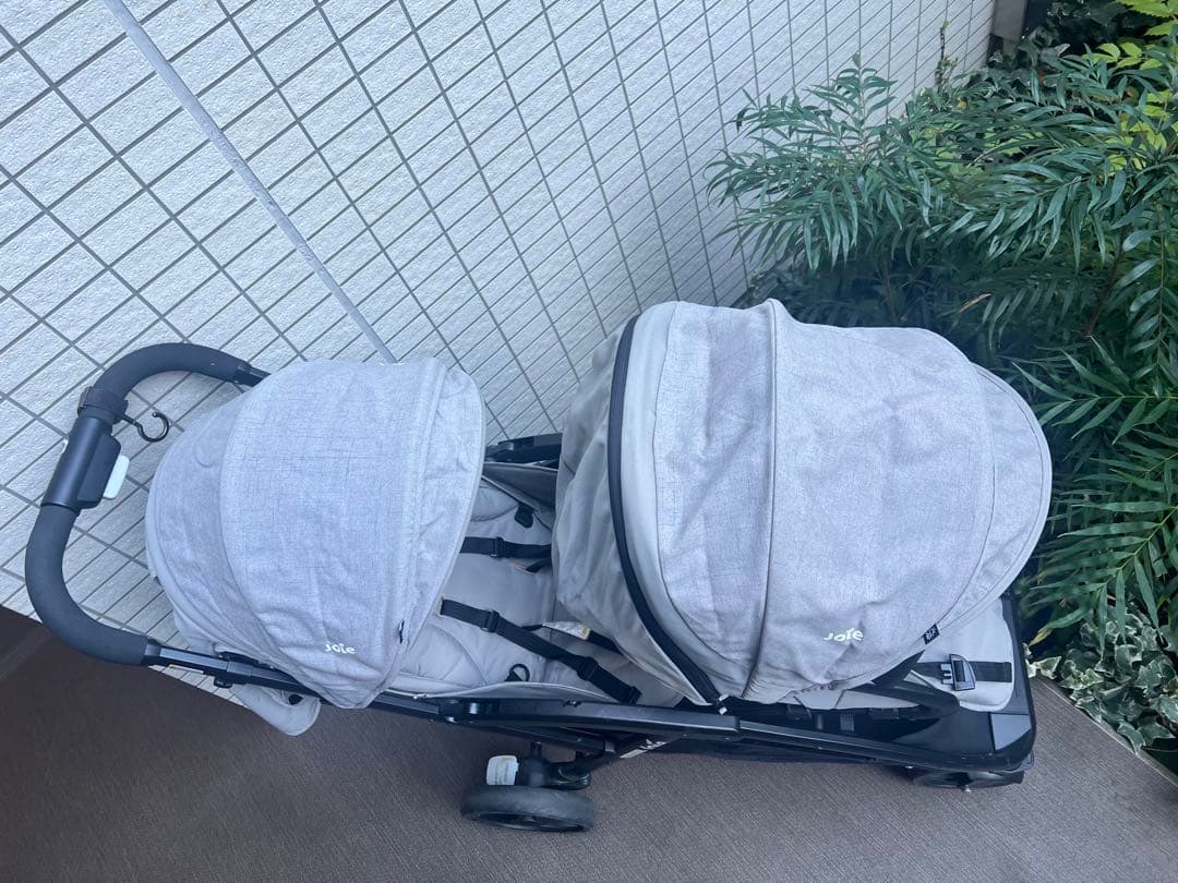 Joie ダブルベビーカー グレー　レインカバー付き