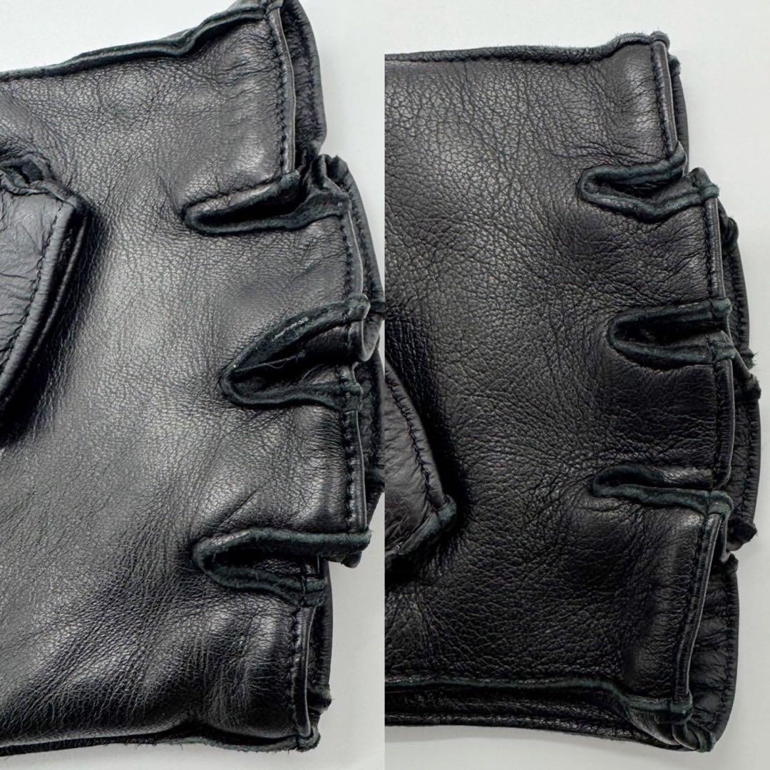 【美品】GUCCI グッチ アディダス フィンガーレスグローブ 羊革 レザー 黒