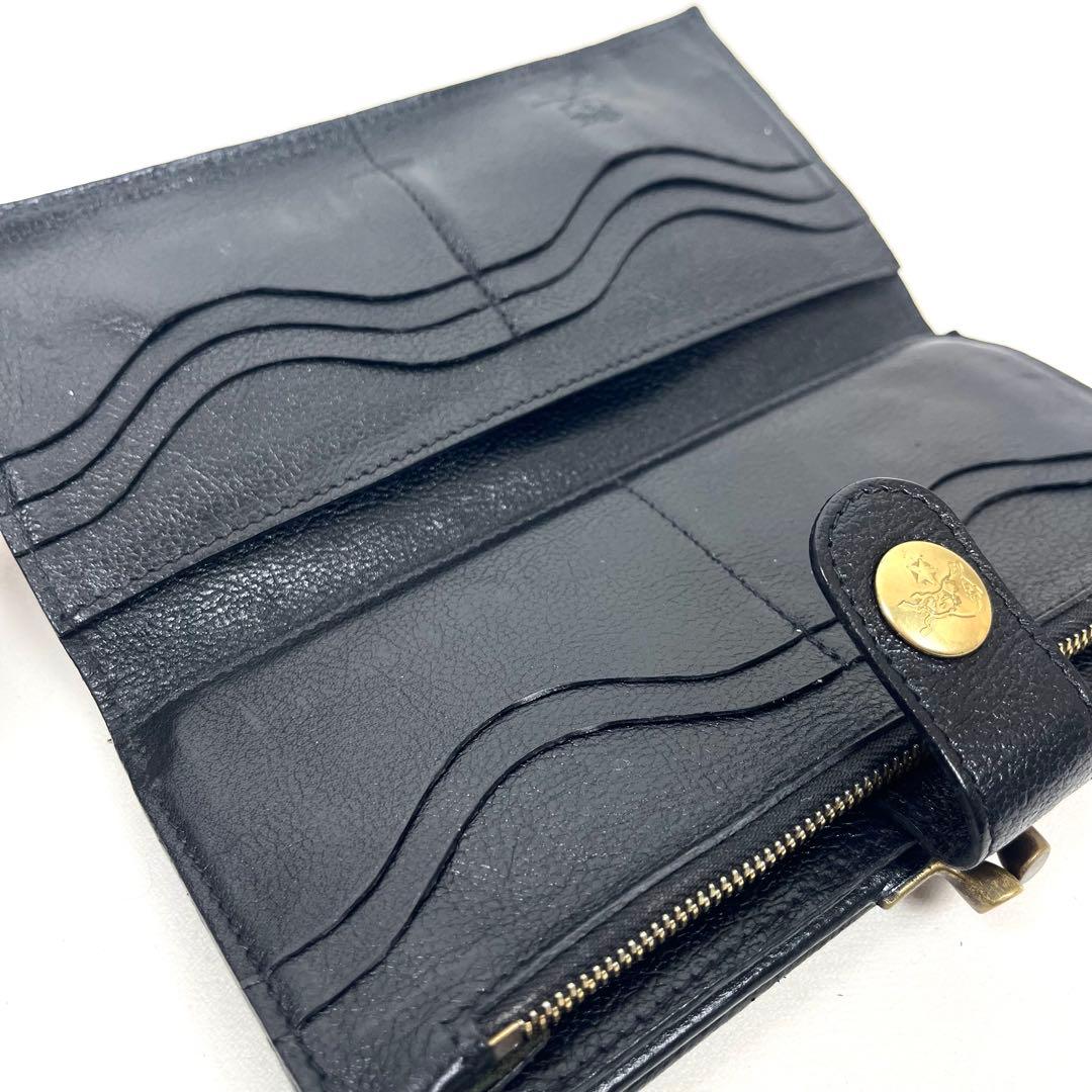 イルビゾンテ　長財布　希少　がま口　二つ折り　ロゴ型押し　オールレザー　ブラック