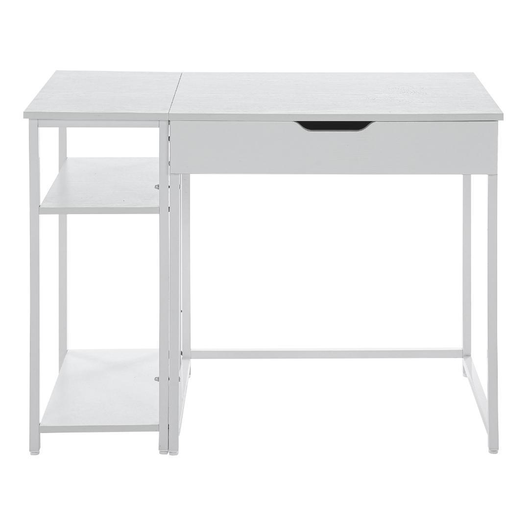 【人気商品】【ホワイト】パソコンデスク引き出し付き収納ラック付き木製書斎机学習机
