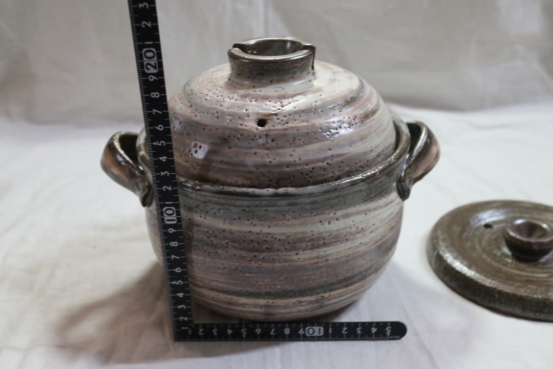 未使用 たち吉 白刷毛目 土鍋 ご飯鍋 3合炊き 元箱有り