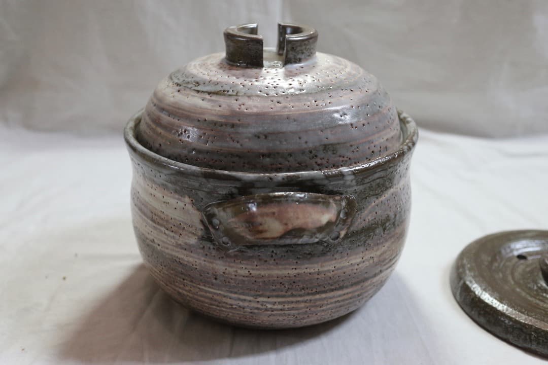 未使用 たち吉 白刷毛目 土鍋 ご飯鍋 3合炊き 元箱有り