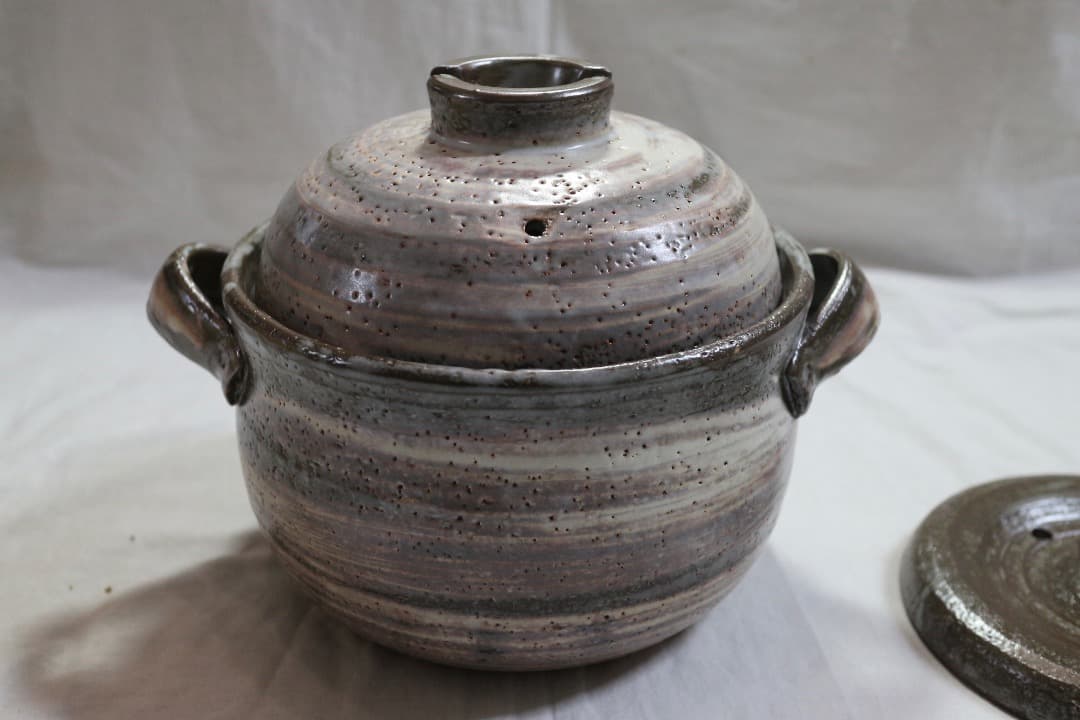 未使用 たち吉 白刷毛目 土鍋 ご飯鍋 3合炊き 元箱有り