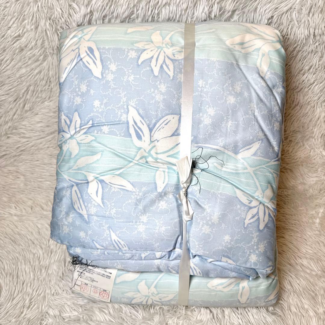 未使用 西川 真綿肌掛け布団 1kg シングル シルク100% ブルー 日本製