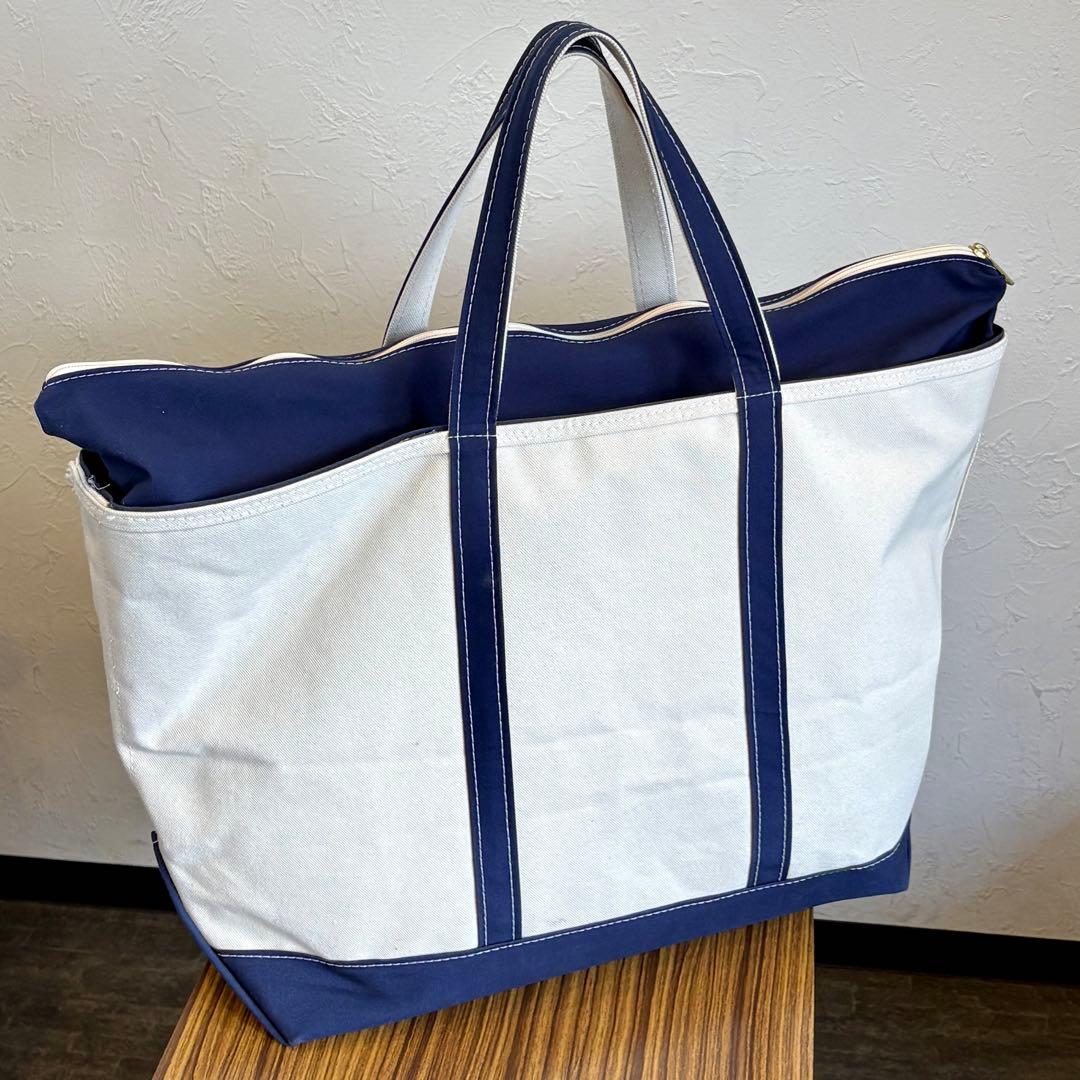 L.L.Bean ボート・アンド・トート/ジップ・トップ Blue Trim