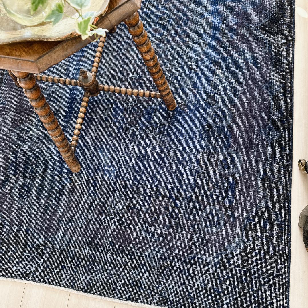 トルコ ヴィンテージラグ A133 レア ダークネイビー オーバーダイ