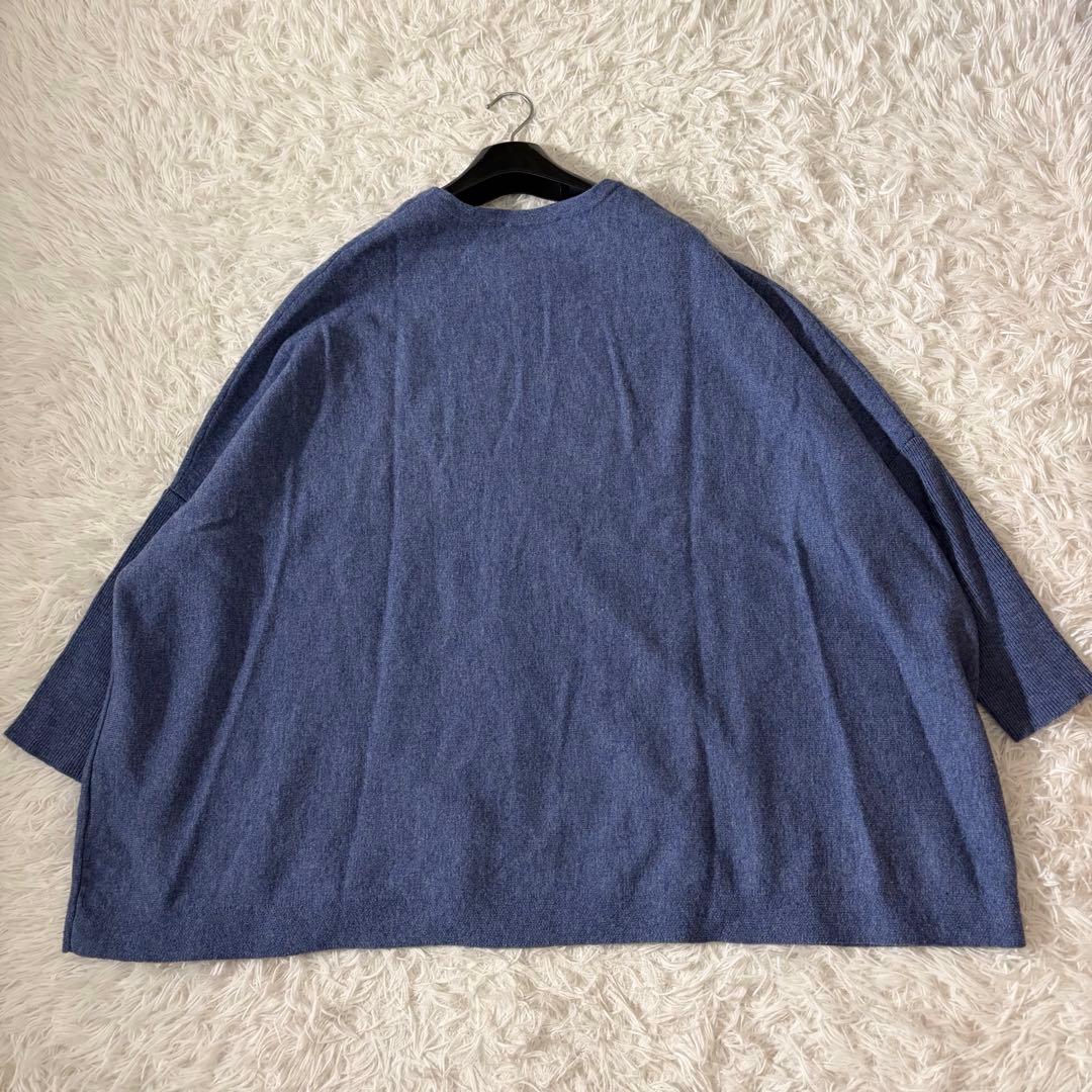 美品　ビアズリー　ビッグショートクルーネックニット　オーバーサイズ　ブルー系