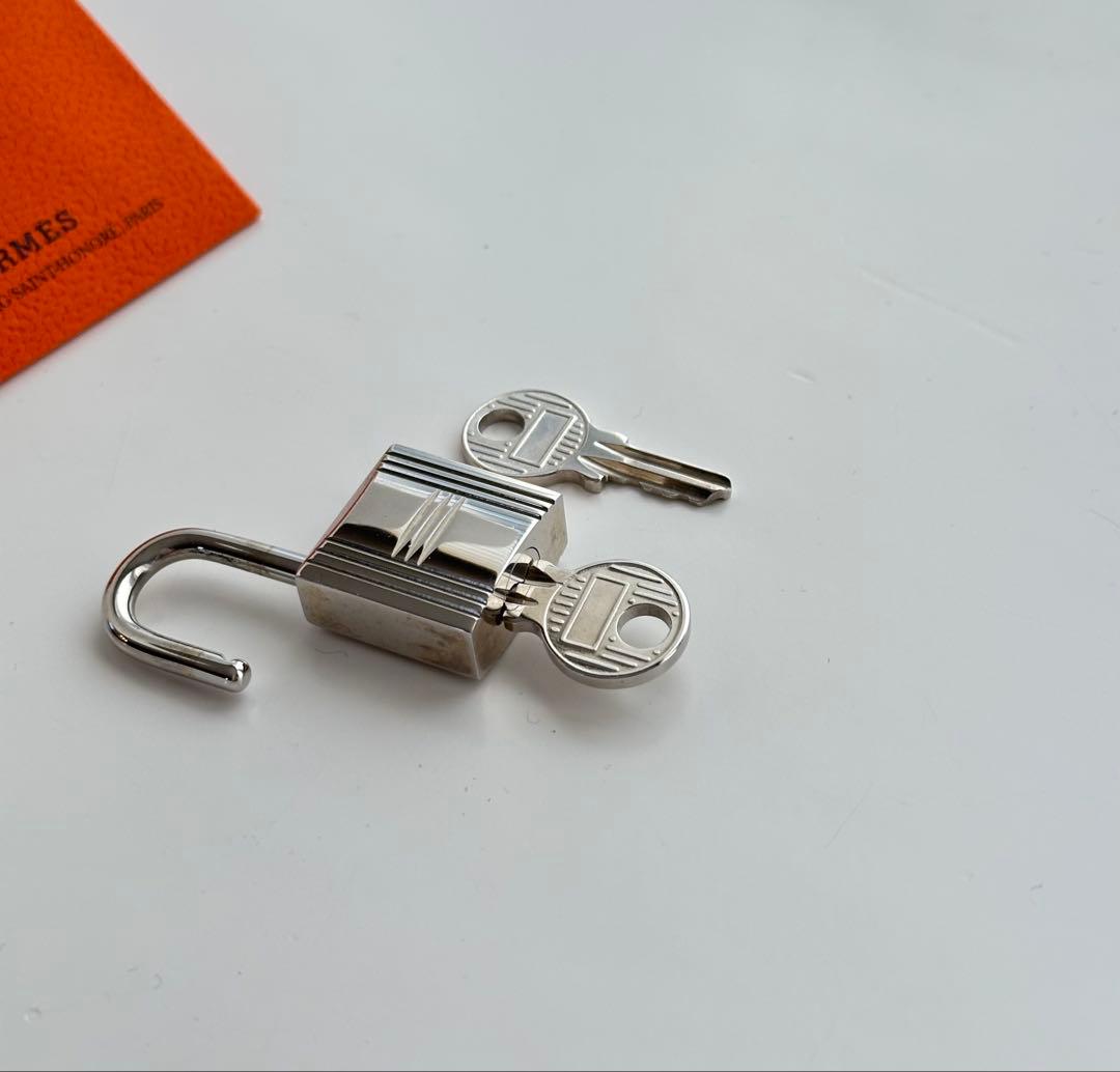 HERMES エルメス カデナ パドロック 南京錠　シルバー 120 鍵2本付き