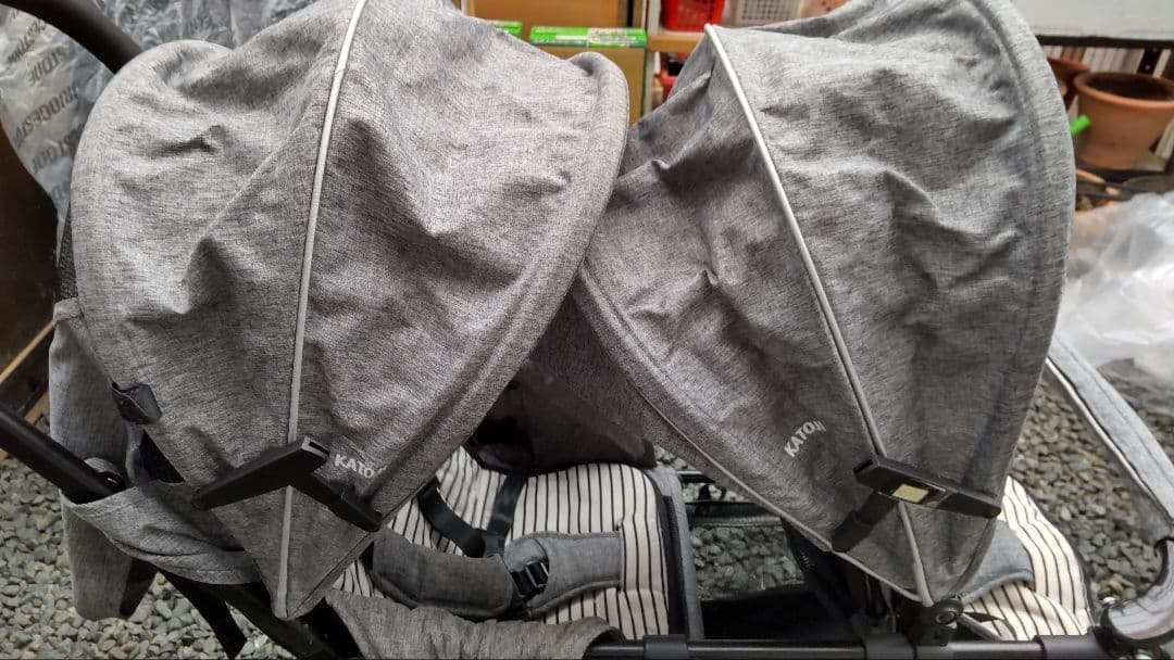 KATOJI 二人乗りベビーカー（レインカバー付）