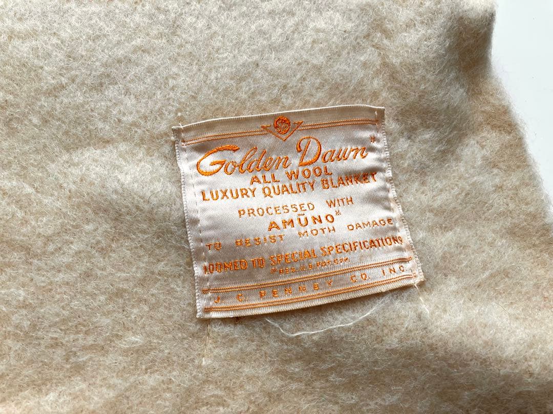 ビンテージ Golden Dawn マルチボーダー ウール ブランケット 特大