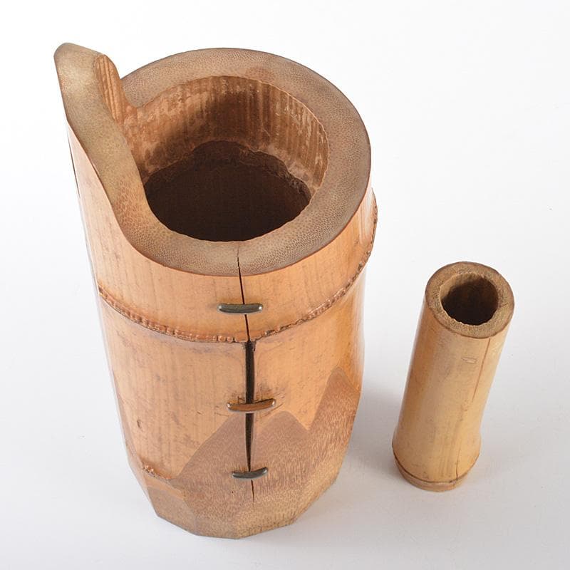 茶道具　竹　石清水　掛花入　茶席用　花押あり　書付時代箱　C　R6493