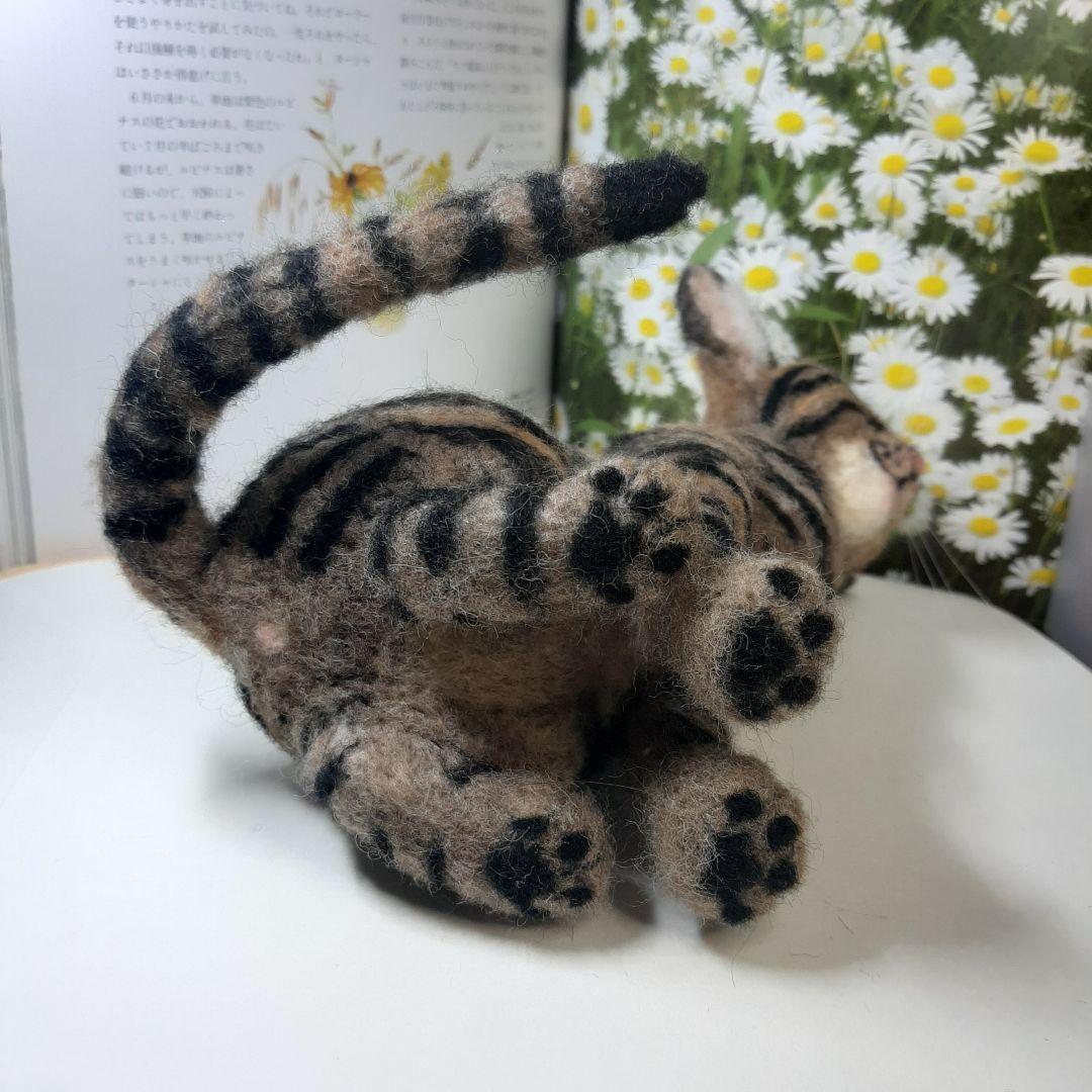 羊毛フェルト　猫　キジトラ　ハンドメイド