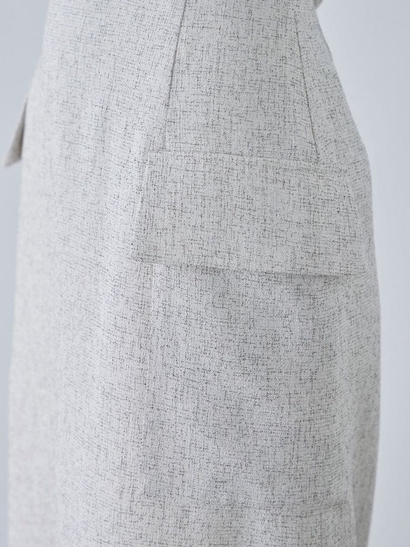 overE　ツイードライクセミタイトスカート　ホワイト　LLサイズ　オーバーイー