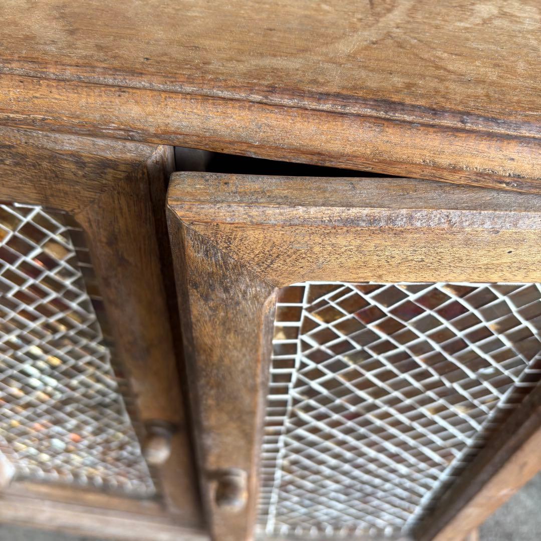 C1 北欧レトロ ガラスタイル 木製 収納キャビネット ヴィンテージ ビンテージ