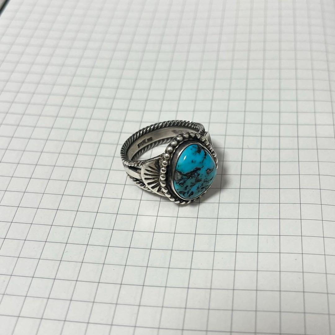 ナバホ ターコイズリング STERLING シルバー925 21号 ヴィンテージ