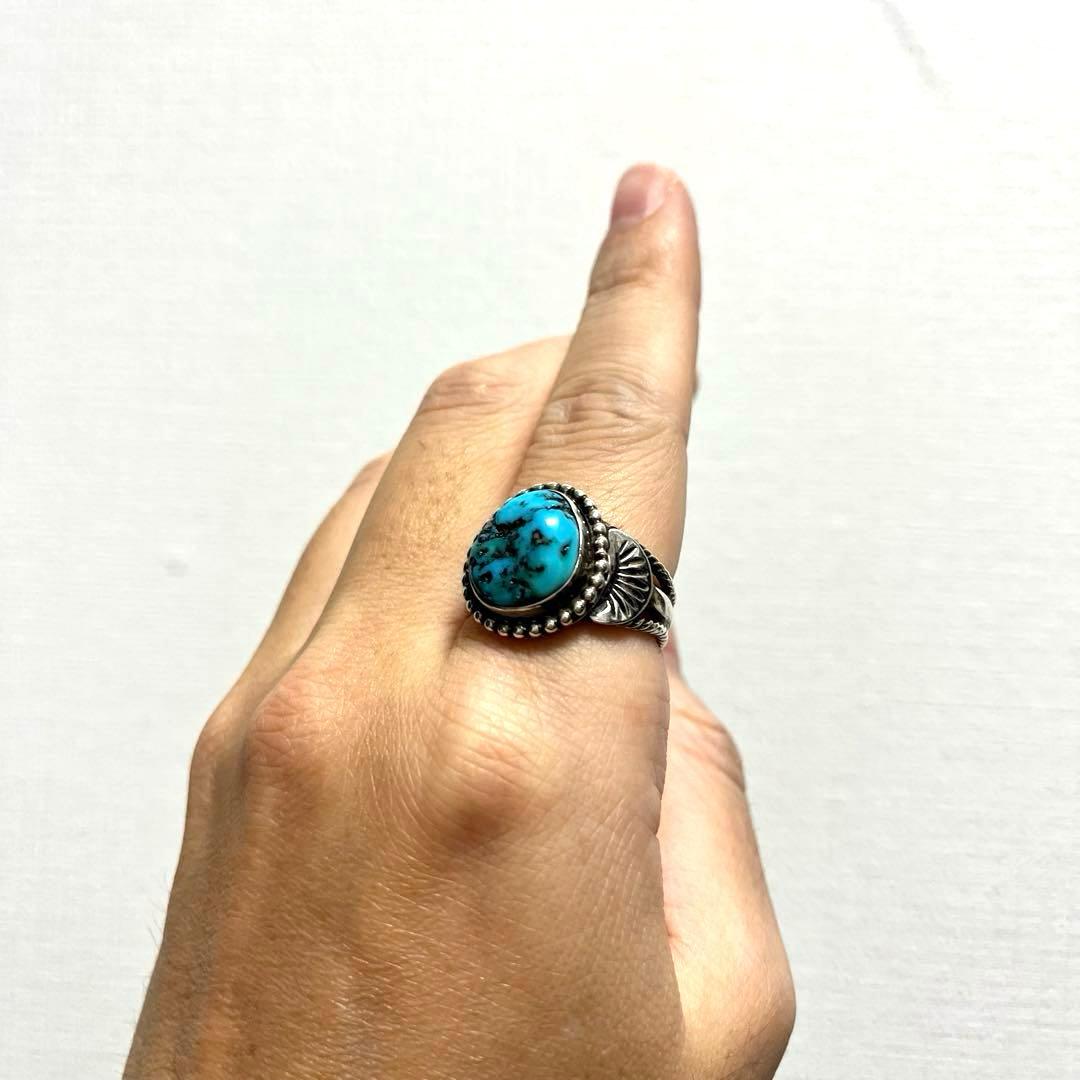 ナバホ ターコイズリング STERLING シルバー925 21号 ヴィンテージ