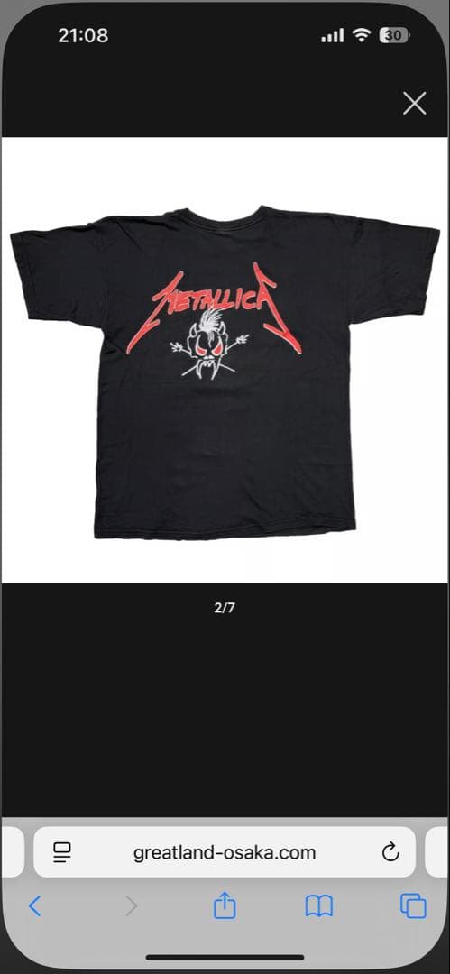 llica ブートヴィンテージTシャツ ブラック　XL メタリカ