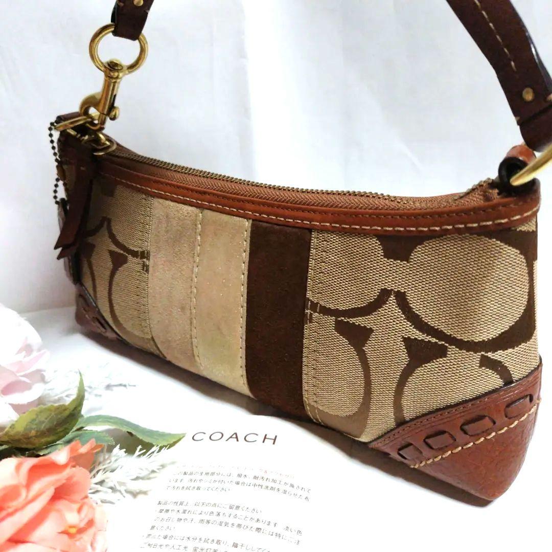 COACH ワンショルダー シグネチャー アクセサリーポーチ パッチワーク