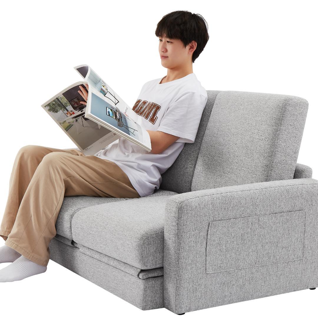 グレー ソファベッド 二人掛け モダンデザイン