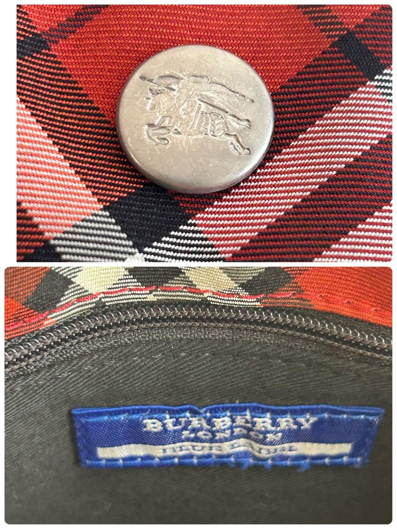 【美品】 バーバリーブルーレーベル ノバチェック ミニトート ハンドバッグ 赤