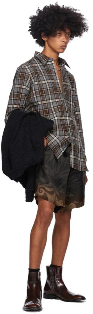 トップス DRIES VAN NOTTEN Grey Plaid Shirt