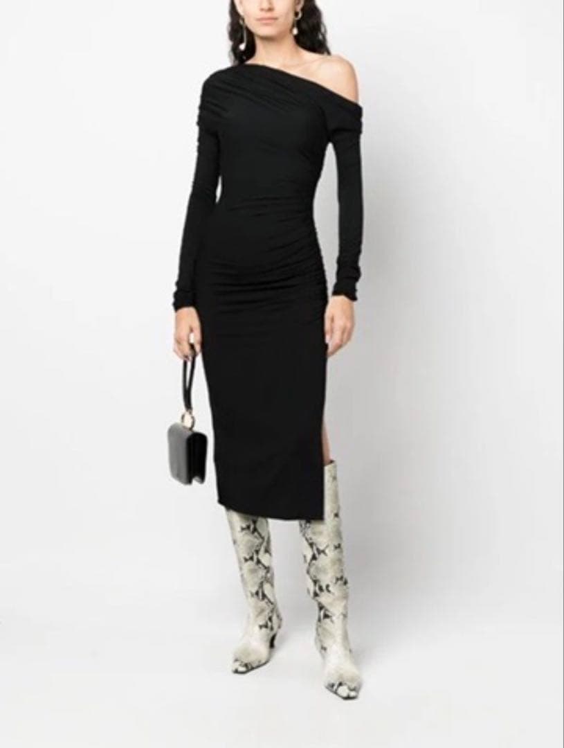 【エリザベッタフランキ】ドレープワンショルダードレス