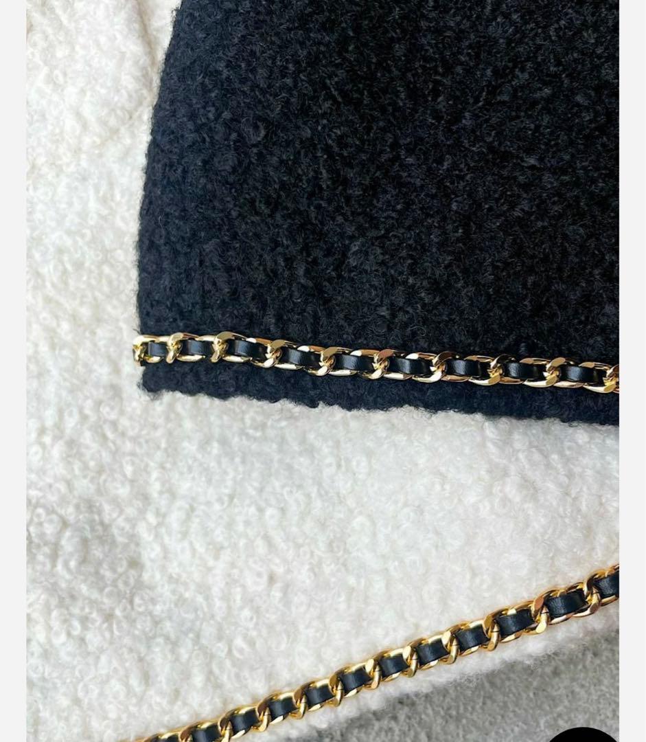 新品タグ付き✨Mサイズ　ゴールドチェーンツィードキュロット