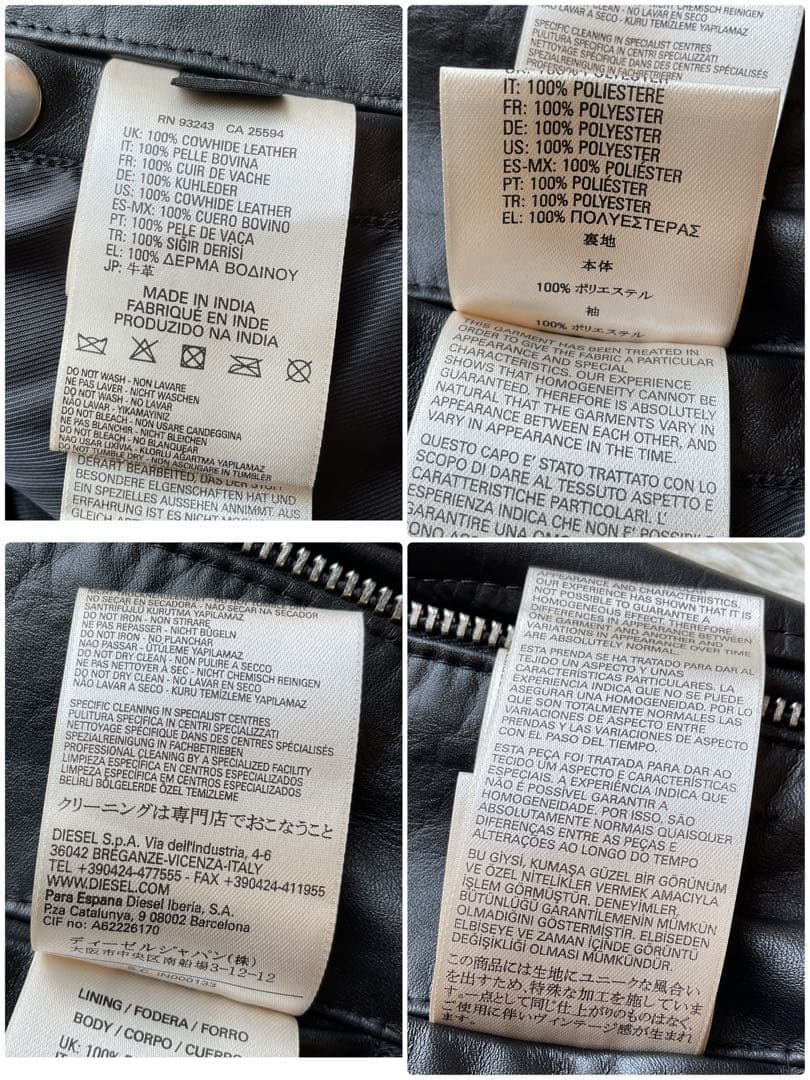 美品✨DIESEL レザージャケット　シングルライダース　ブラック