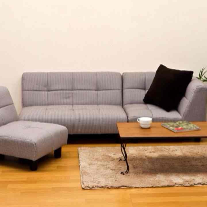 コーナーソファー3点セット　千鳥格子　BK/BR/GR/RD