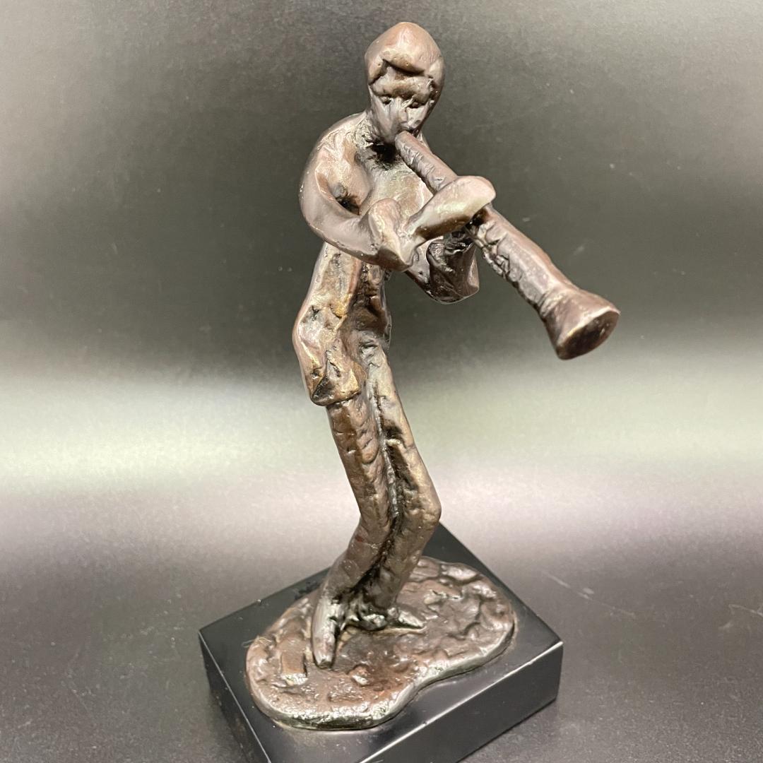 ブロンズ像 フルートを持つ人物像 ミッドセンチュリーモダン 抽象彫刻 SB17