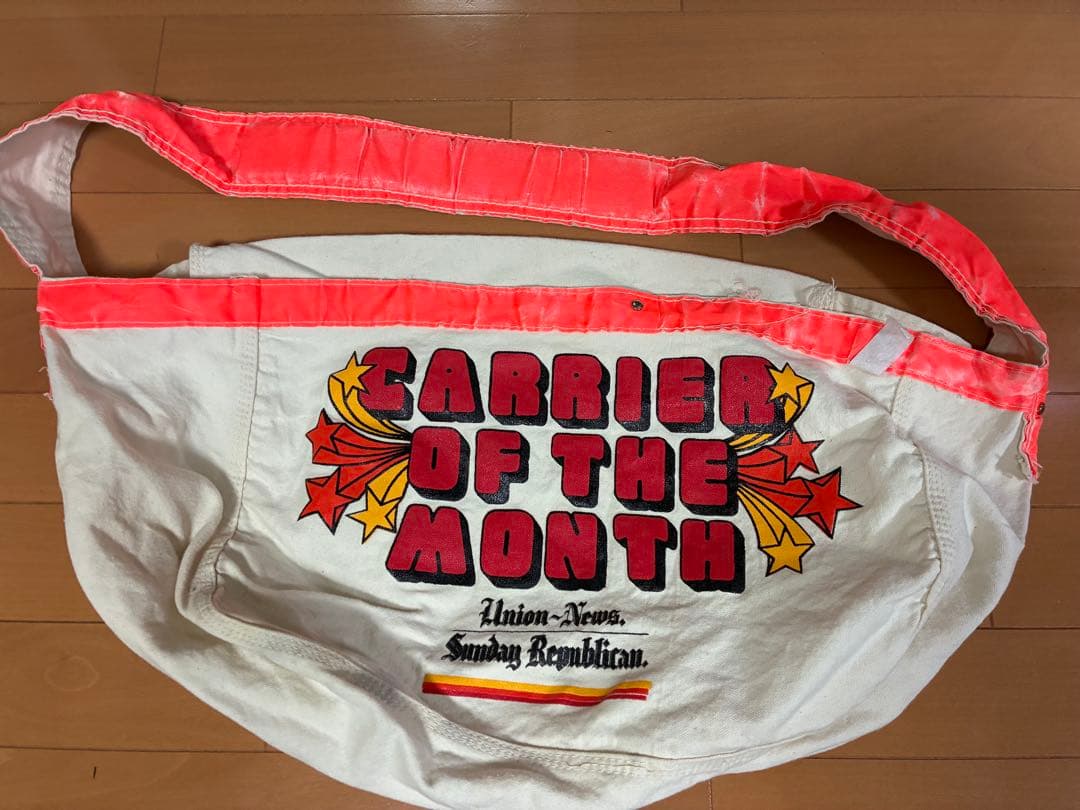 80's ニュースペーパーバッグ Union News 生成り×オレンジ