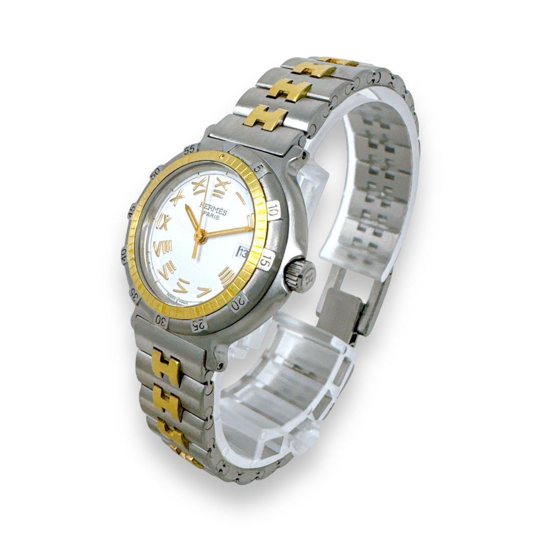 エルメス キャプテンニモ コンビ ホワイト文字盤 ゴールド レディース 時計