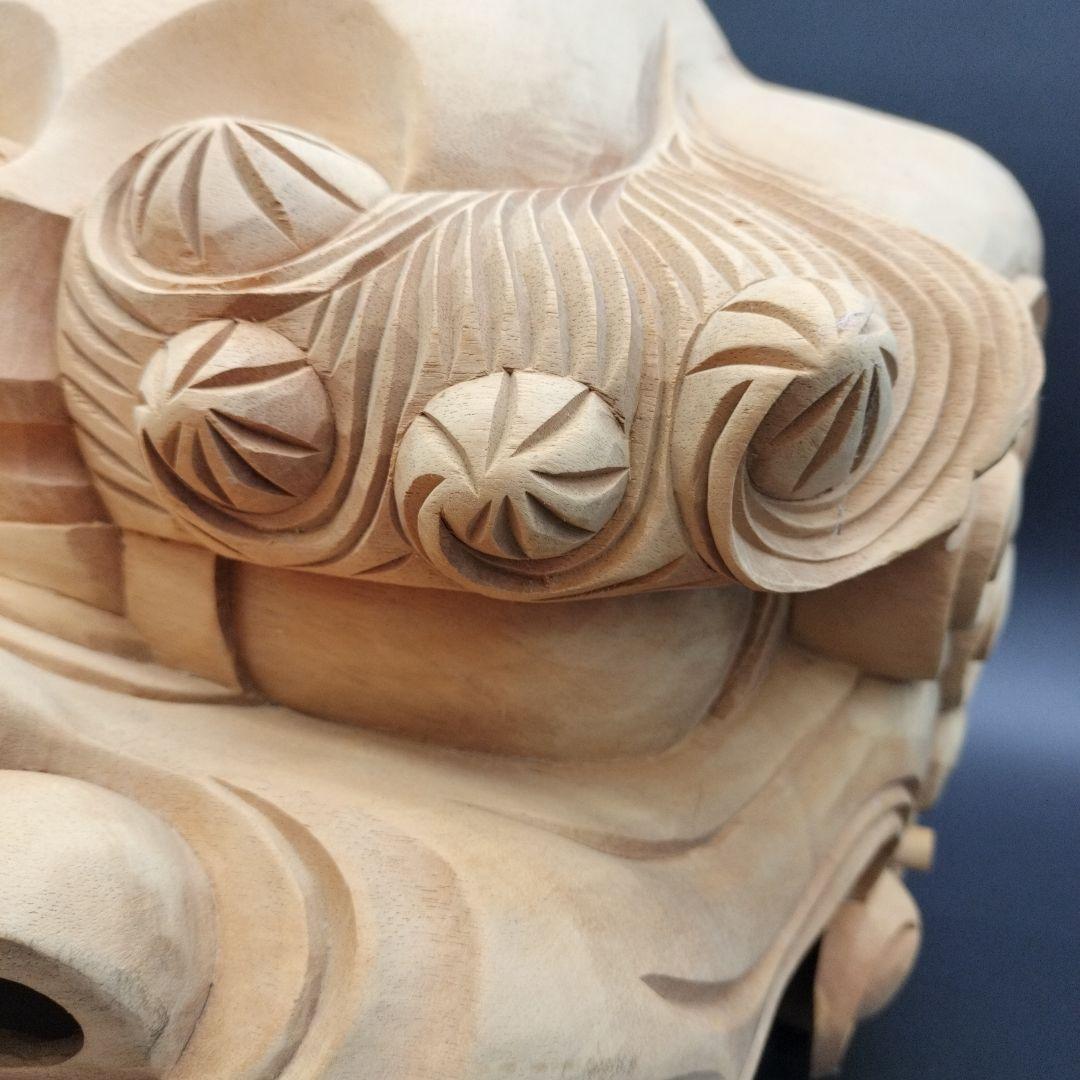 木製 獅子頭 彫刻