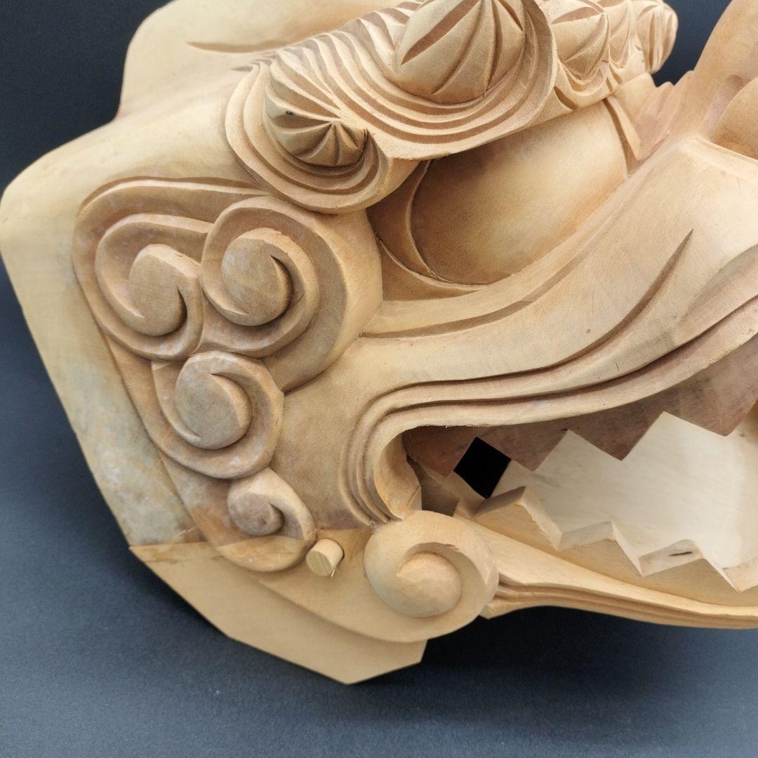 木製 獅子頭 彫刻