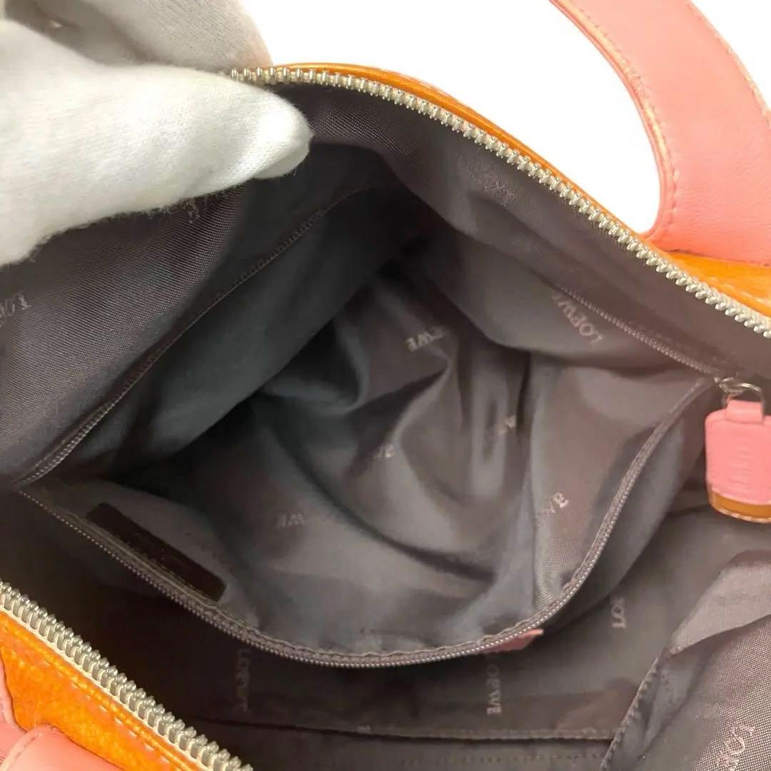 LOEWE ロエベ　ミニボストンバッグ　シープスキン　ピンク　アナグラムチャーム