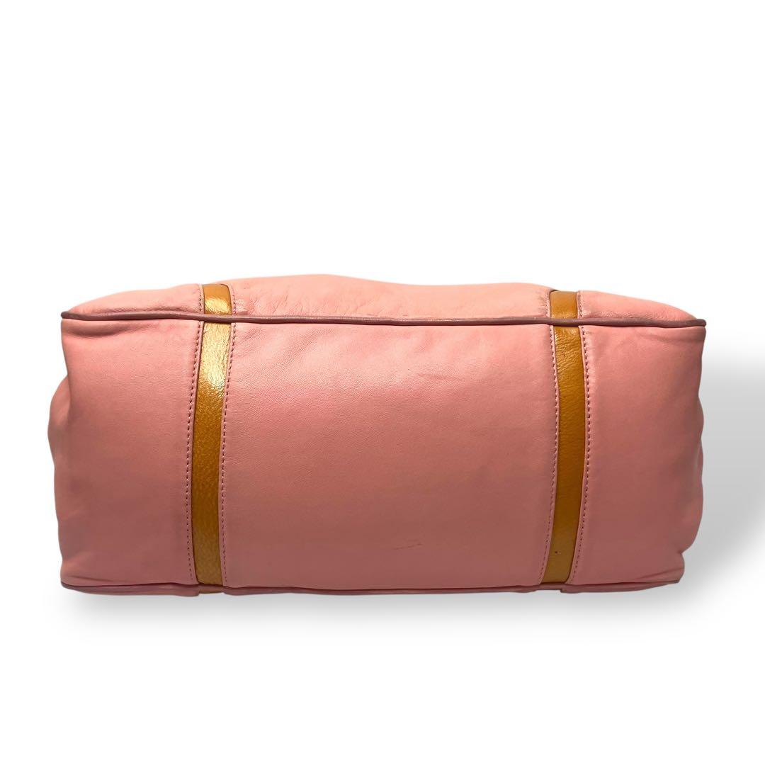 LOEWE ロエベ　ミニボストンバッグ　シープスキン　ピンク　アナグラムチャーム