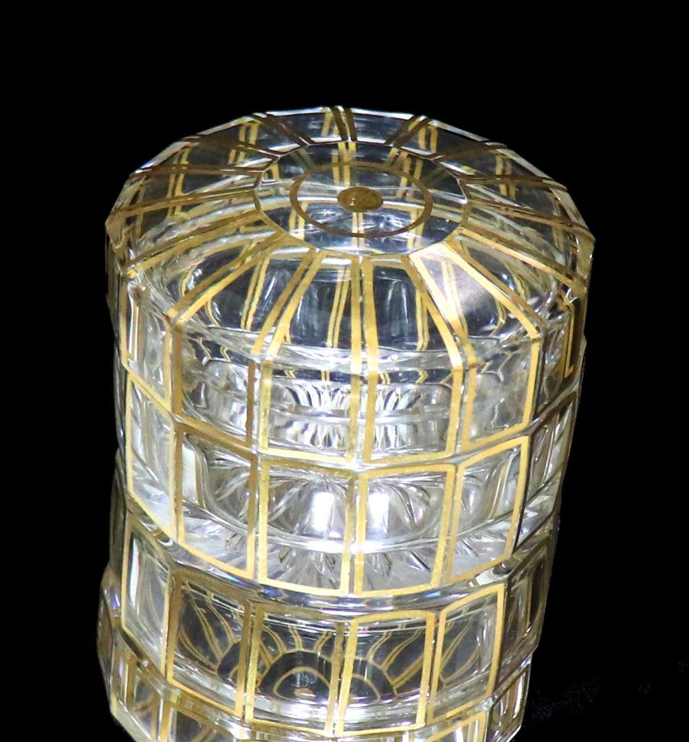 オールド・バカラ 究極の逸品 1910年頃 多面体切子24金彩装飾蓋物 ゴールド