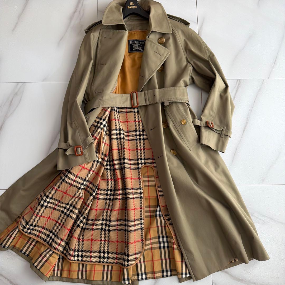 美品 バーバリー トレンチコート ダブル ライナー ベルト ノバチェック