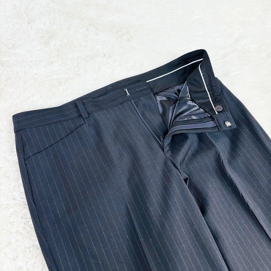 653 23区 スーツ 3点セット 大きいサイズ ストライプ ブラック