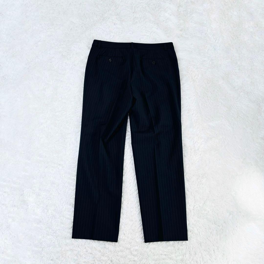 653 23区 スーツ 3点セット 大きいサイズ ストライプ ブラック