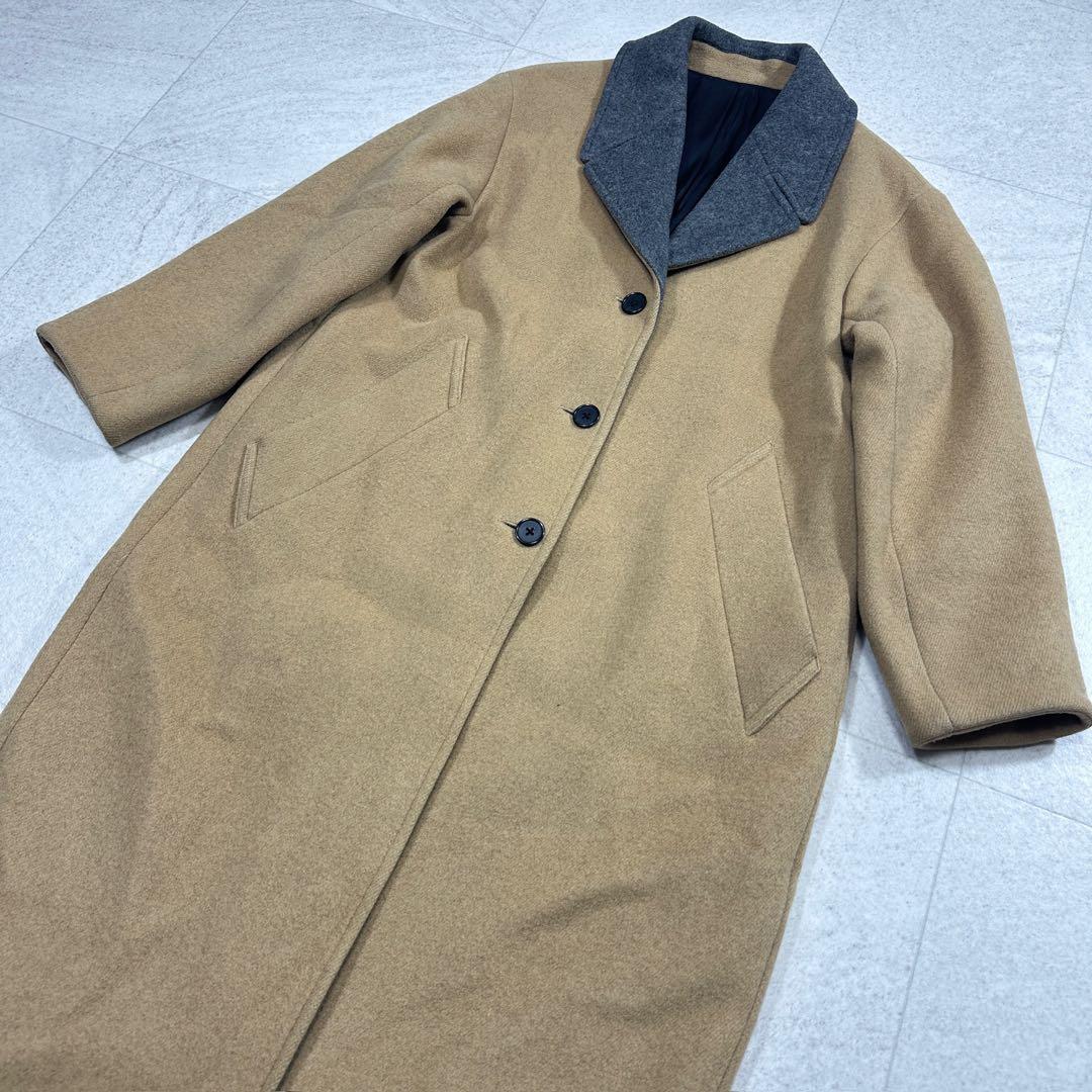 美品【ポールスミス】カシミヤ混 バイカラー チェスターコート ロング 裏地花柄