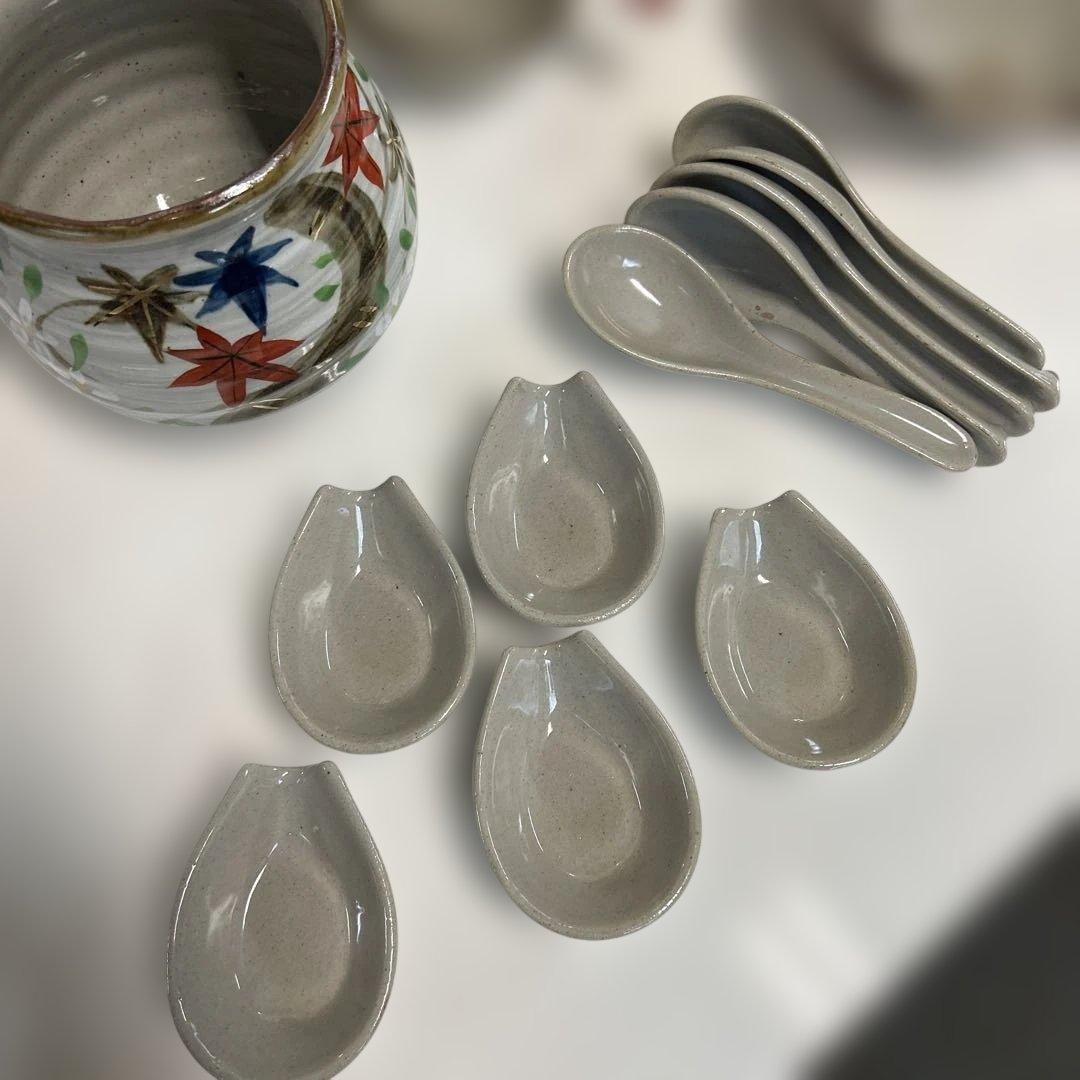 ☆未使用☆【豪華】☆みすず鍋　フルセット　もみじ　金彩　秋　ふぐ　土鍋