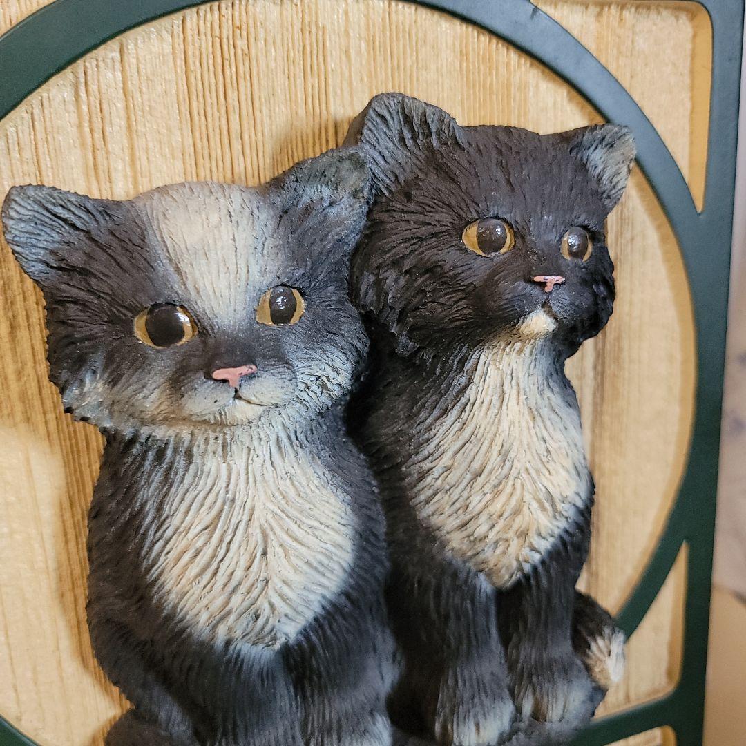 90's　猫の立体的レリーフ　壁掛けアート作品　米国　ビックスカイカーバーズ
